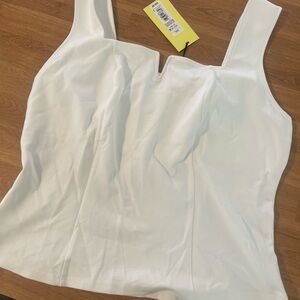 White Sleeveless Bustier Tank Top